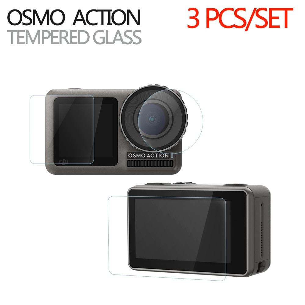 3PCS/SET Tempered Glass Screen Protector Scratch-resistant Protective Film Camera Accessories for DJI Osmo Action Sport Camera