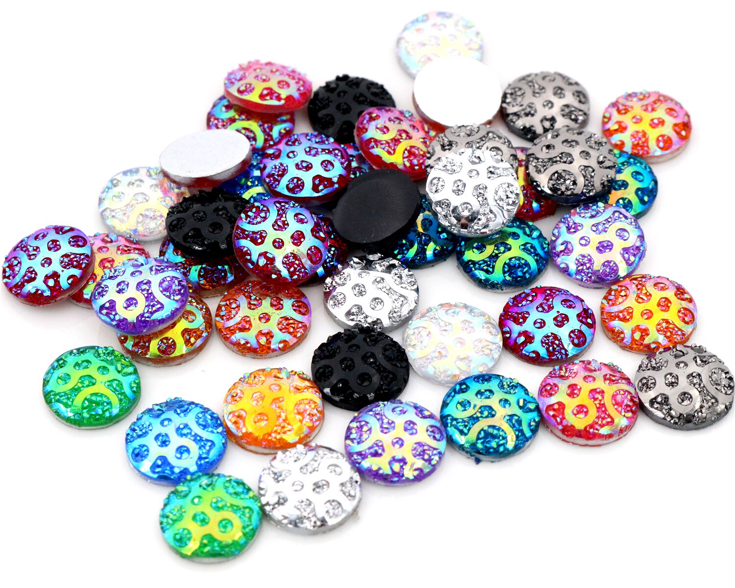 Nuovo Nuovo! 40 pz/lotto 12 millimetri Mix di Colori AB posteriore Piana Della Resina Costellazione Cluster Cabochons Fit 12 millimetri Cameo di Base Cabochons-V3-09