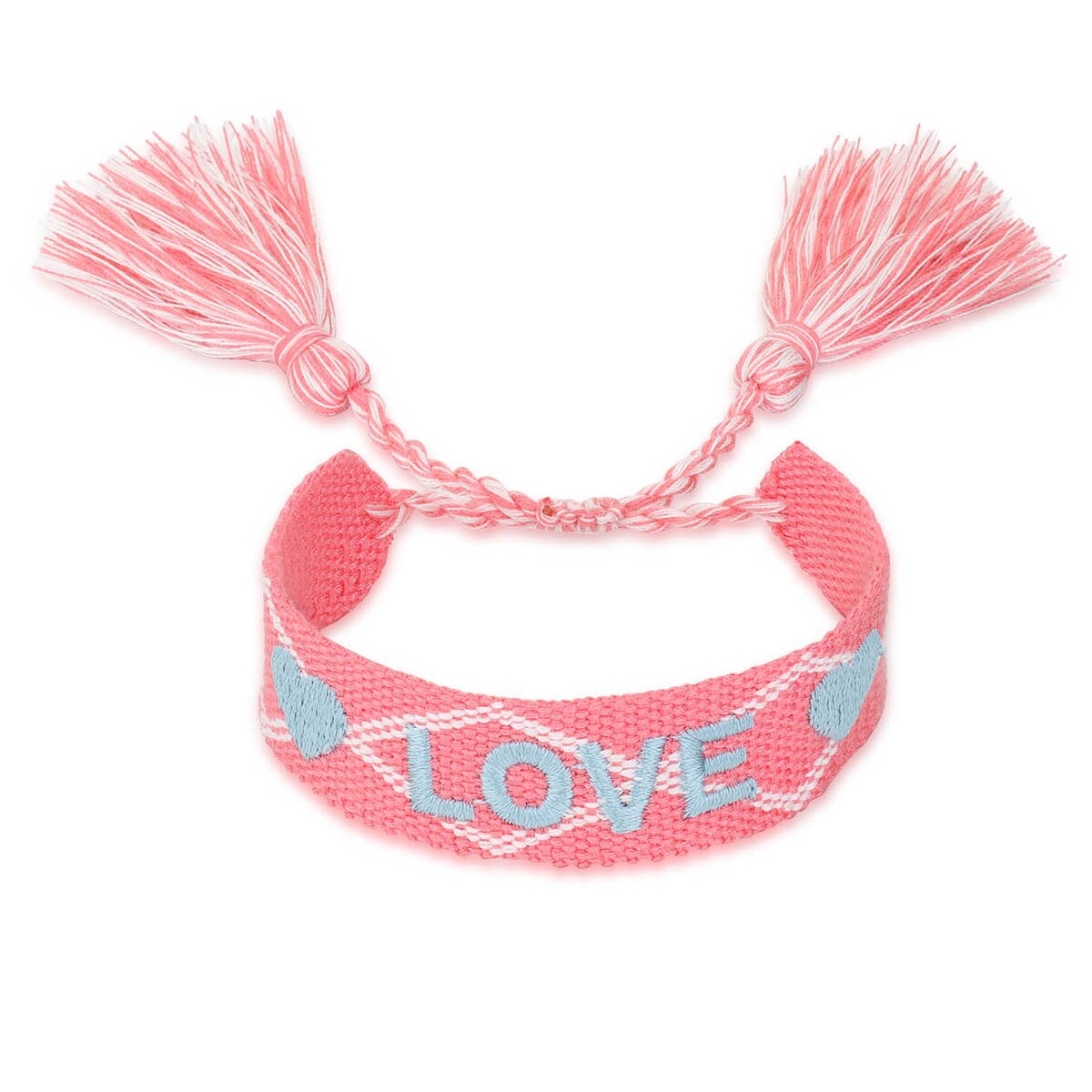 Rosa LIEBE Bestickte aufbringen knapp Geflochtene Armbänder Blau GLÜCK wickeln Armbinde Seil Kette Quaste Armbinde Schmuck Idee: Liebe-Gitter