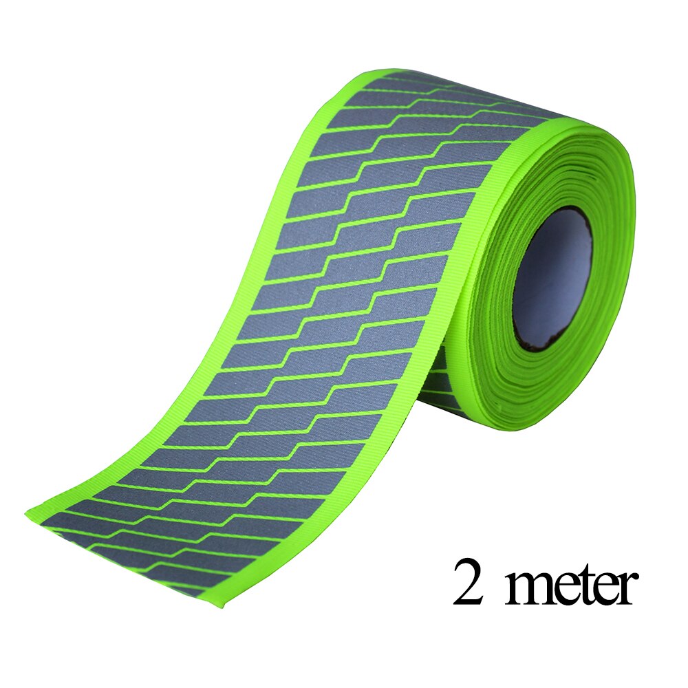 Silver Reflective Stripe Fabric Webbing Ribbon Trim Warning Tape For Clothing DIY Sew on 2meter: W07-green
