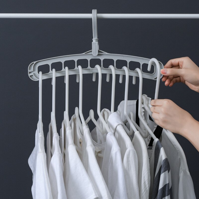 Cintre pliant à 9 trous | Horizontal Vertical rotatif, support de rangement des vêtements à double usage, support de cintre, étagère organisateur de garde-robe