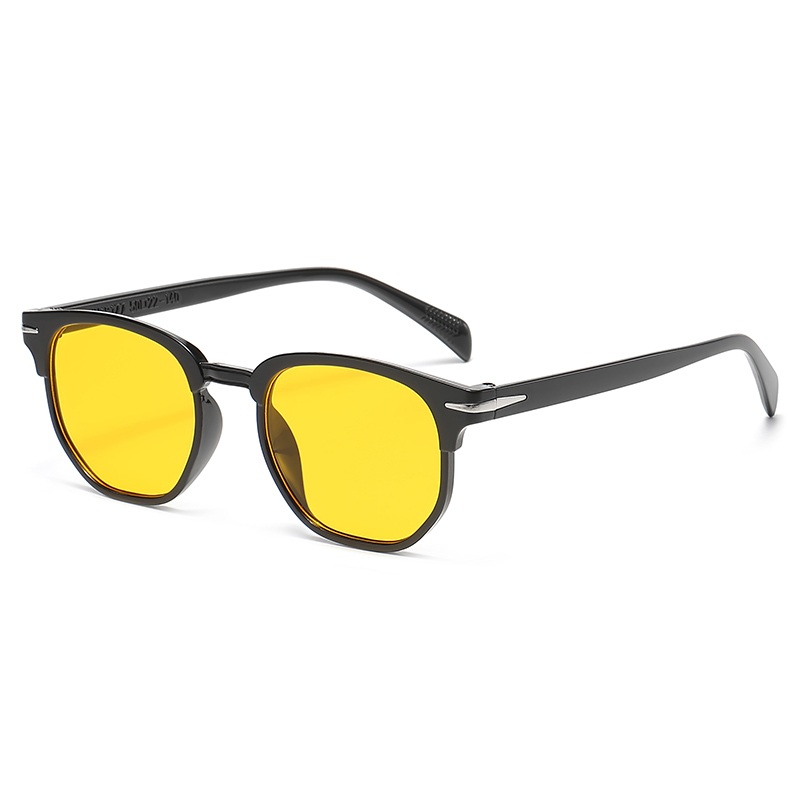 Retro zonnebril heren dames populaire vierkante ovale zonnebril dames zwarte brillen bestuurdersbril UV400 spiegel: YELLOW