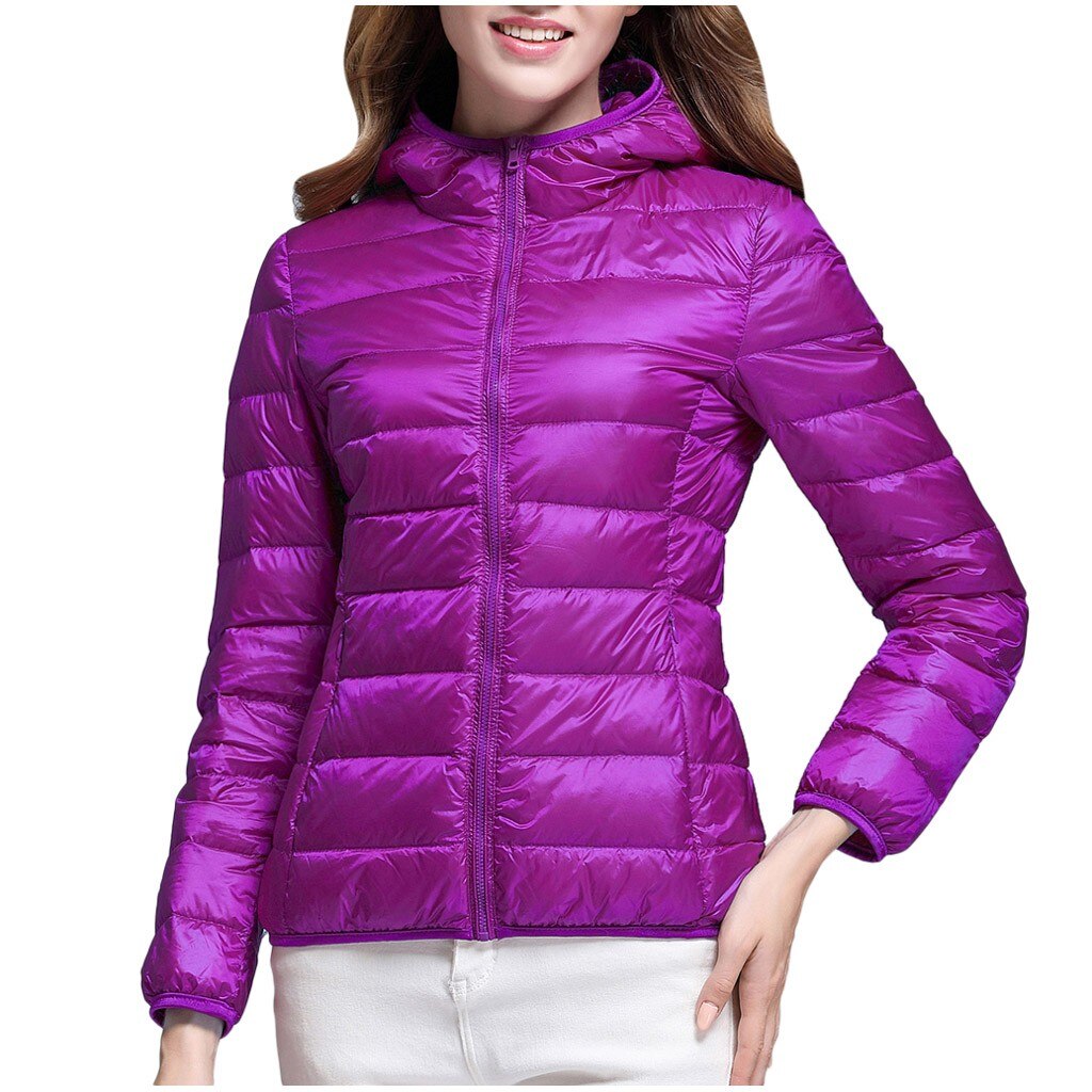 Winter Coat Women Ultra Light Down Jacket White Duck Down Hooded Jackets Parka Casual Female Long Sleeve Solid Outwear Coat
