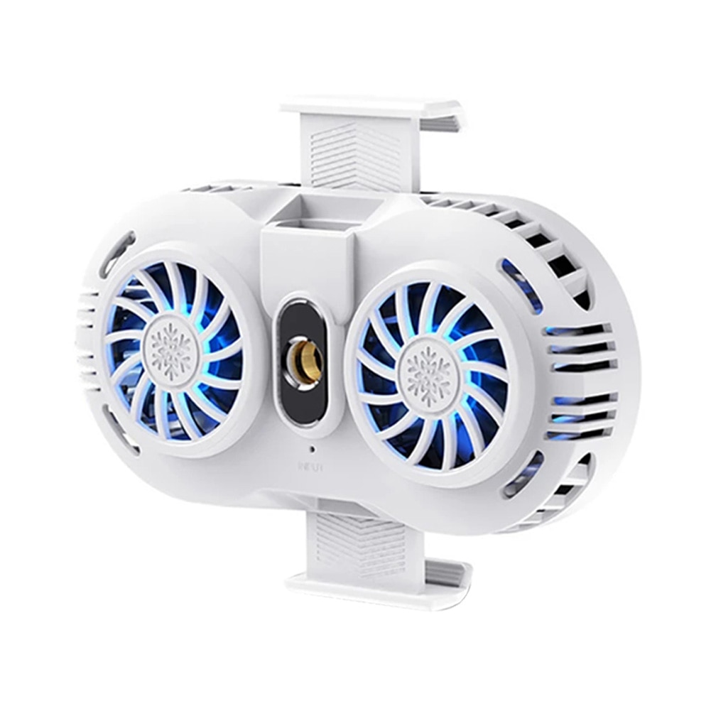 Mobile Phone Cooler 2 Fan Holder Cooling Pad Gamepad Game Gaming Shooter Mute Radiator Controller Heat Sink For Iphone Xiaomi: White
