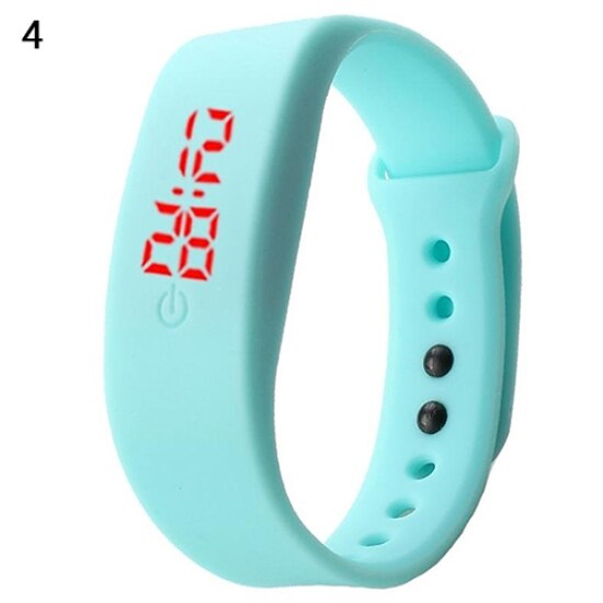 Sales! Aankomst Vrouwen Mannen Siliconen Band Band Digitale Led Display Armband Pols Sport Horloge: Sky Blue