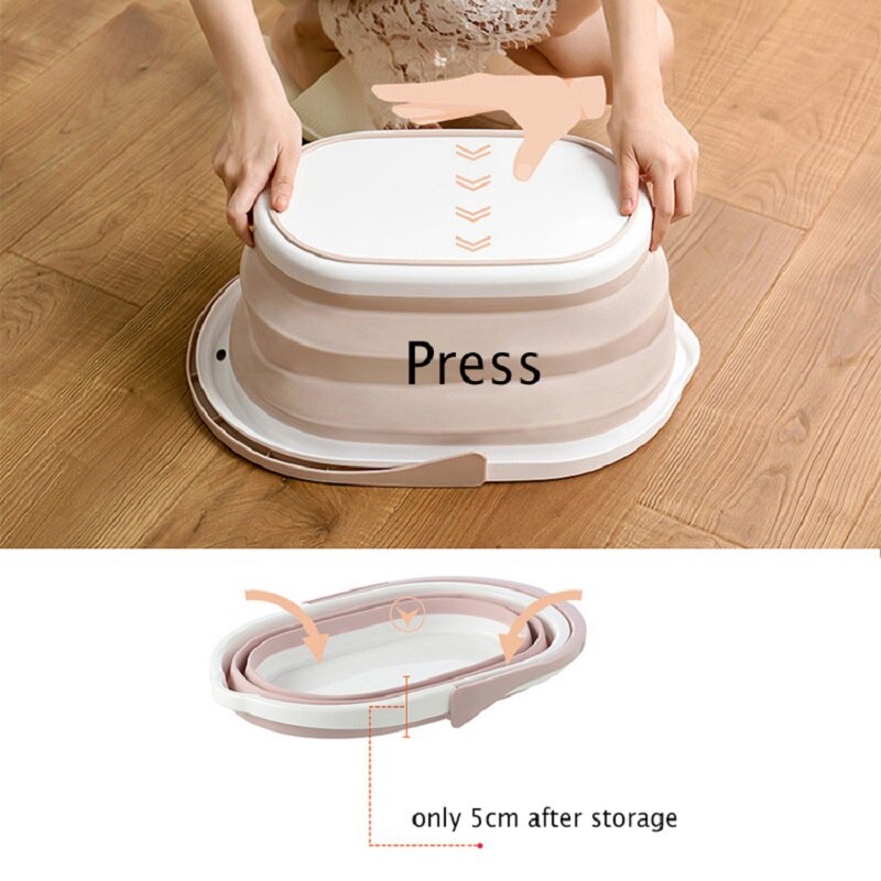 Cubo plegable con mango, Cubo de silicona plegable para exteriores, suministros de pesca y acampada, lavabo de baño, Herramientas de limpieza de cocina