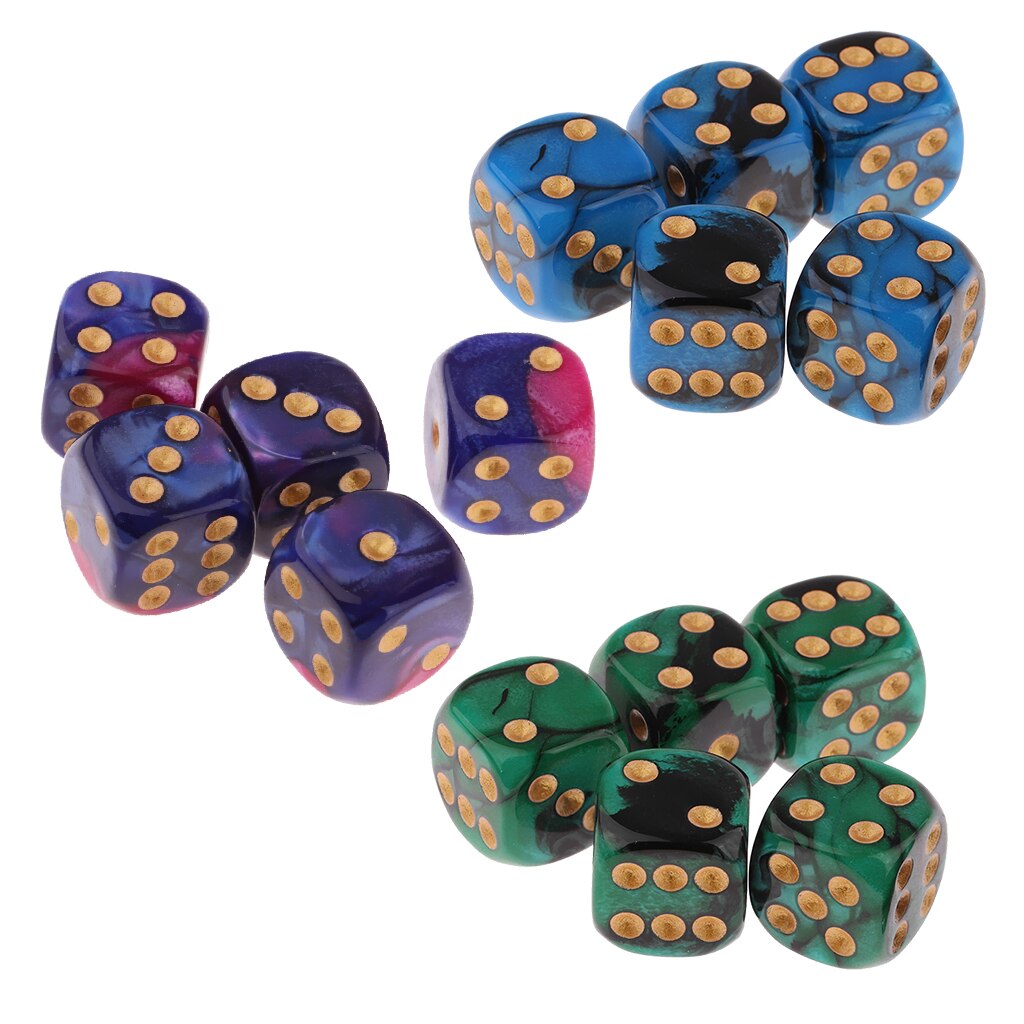 5pcs 6-sided Game Dice Set , Square Corne for Family Travel Play Set Toys