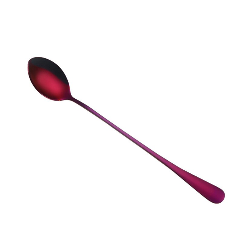 410 rostfritt stål färgglada sked långa handtag skedar bestick kaffe dricka verktyg kök gadget: Lila