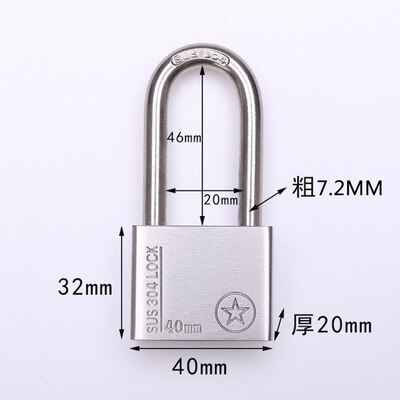 Stainless Steel 304 Same key Open all Padlock Cabinet Outdoor Lock Head Furniture Lock Waterproof Rust-Proof Door Lock: TK40mm-long