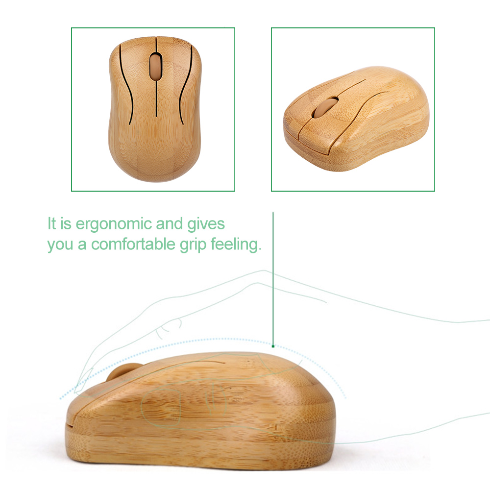 2,4G kabellos Natürliche Holz PC Tastatur und Maus Combo Computer Tastatur Handarbeit Bambus Stecker und Spielen Gelb