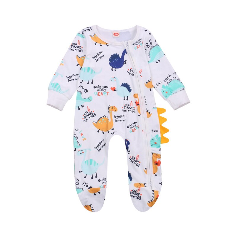Wallarenear 0-12m bebê recém-nascido infantil menino menina footies macacão animal prinetd manga longa o-pescoço macacão roupas