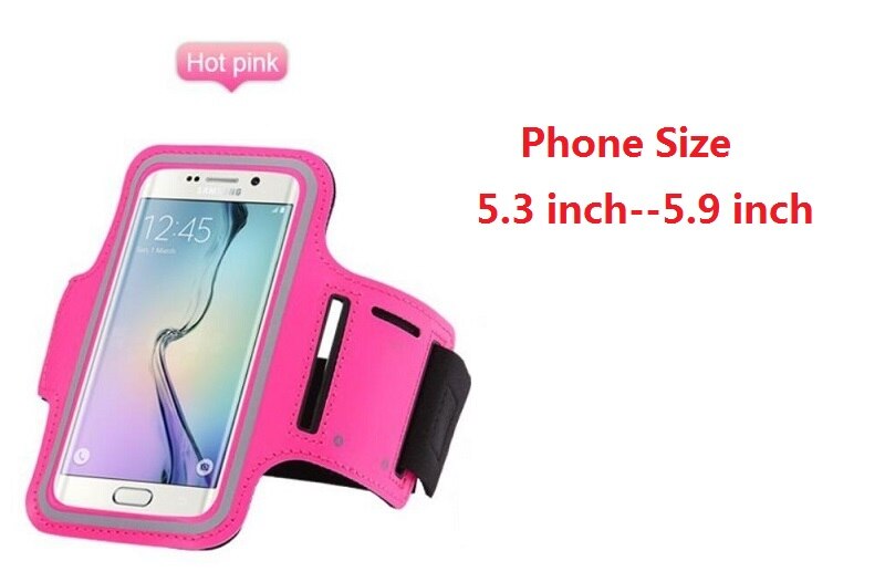 Brazalete para teléfono móvil, funda para iPhone, Samsung, Xiaomi, Huawei, 4,5 ''a 6,3'', funda con soporte para teléfono móvil, brazalete de mano: Size 5.3-5.9(Pink)