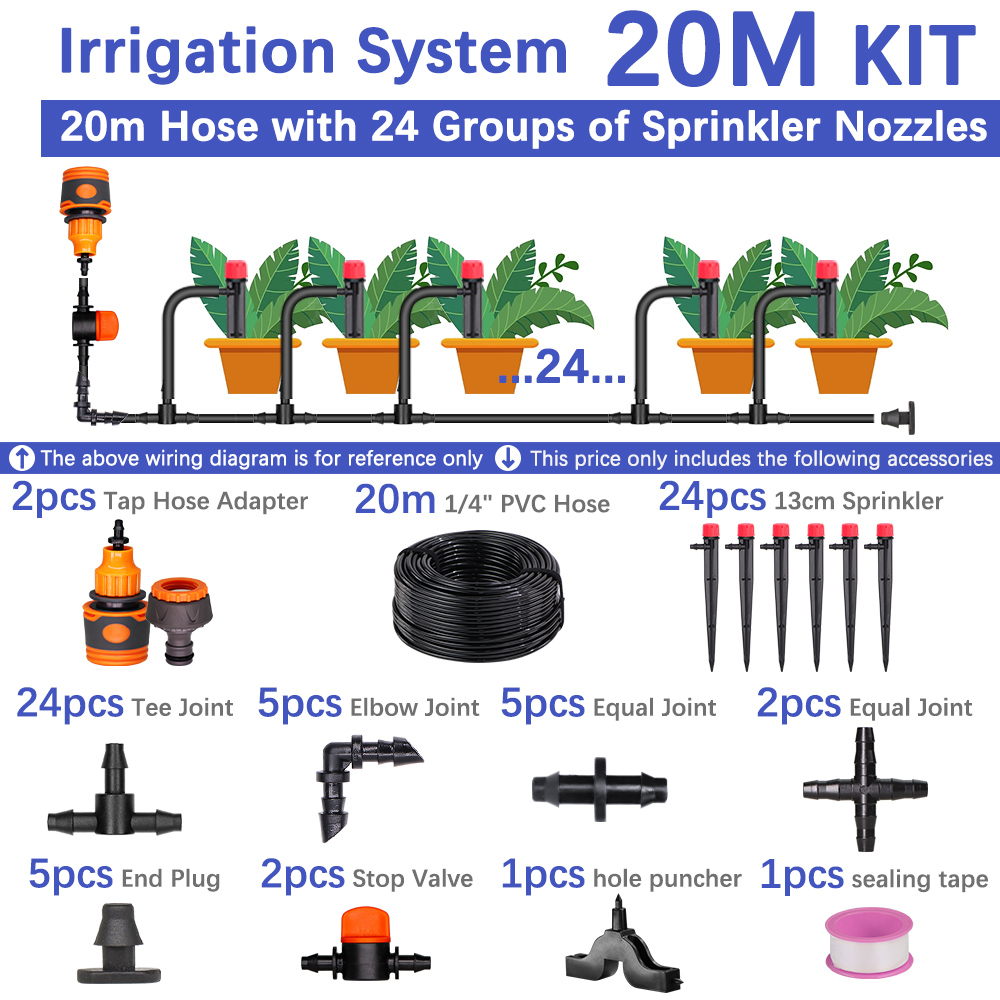50-5m 1/4 "Garten tropfen Mikro bewässerung 8-See-verstellbare Tropfer mit Pfahl 4/7mm Adapter PVC-Schlauch automatisches Bewässerungs System: Lavendel