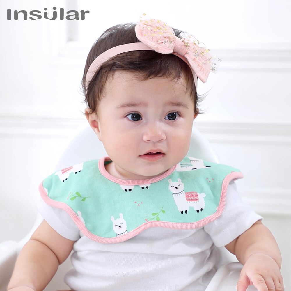 Insular Cartoon Print Baby Slabbetjes 360 Graden Draaibare Bandana Bib Waterdicht Eenvoudig Te Reinigen Speeksel Handdoeken Baby Kant Burp Doek