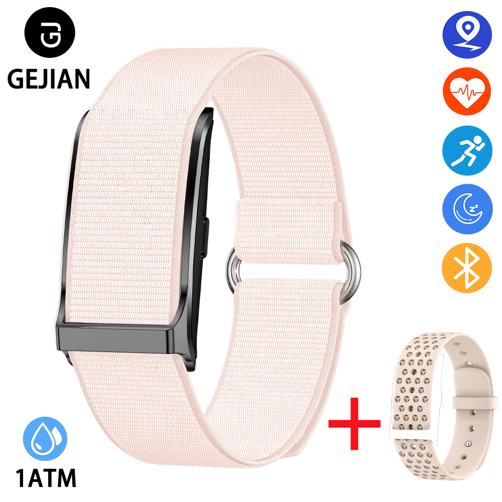 Gejian novo 5.2 conexão bluetooth sem tela freqüência cardíaca pressão arterial monitoramento do sono 1atm à prova dwaterproof água novo relógio masculino: Vermelho