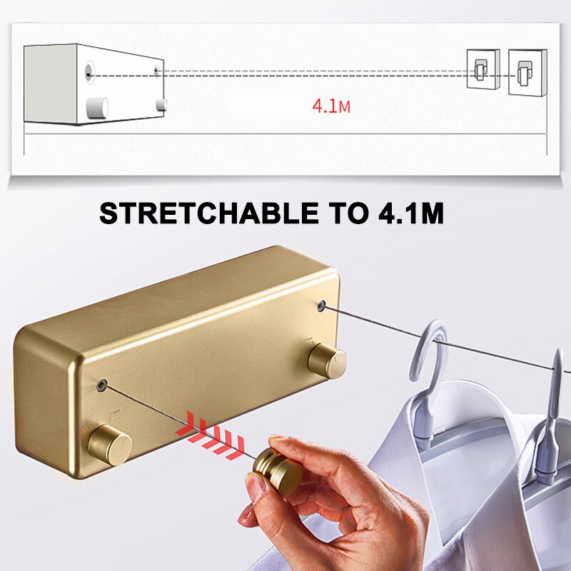 Tendedero retráctil de doble línea, colgador de pared sin perforaciones invisibles, alambre de acero para el hogar, LB88