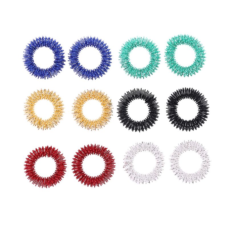 12PCS Spiky Sensory Finger Acupressure Ring Fidget Toy For Kids Adults Silent Stress Relief Massager Helps With Focus ADHD Autis
