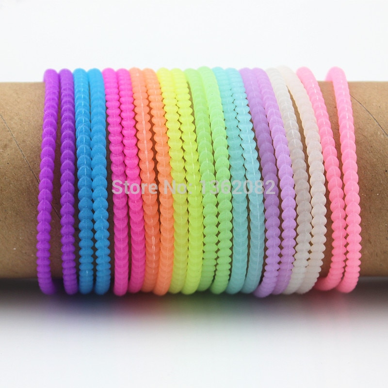 20 st/lot neon fluorescerande självlysande armband armband armband gummi gummi hårband twist glow armband armband  yb02