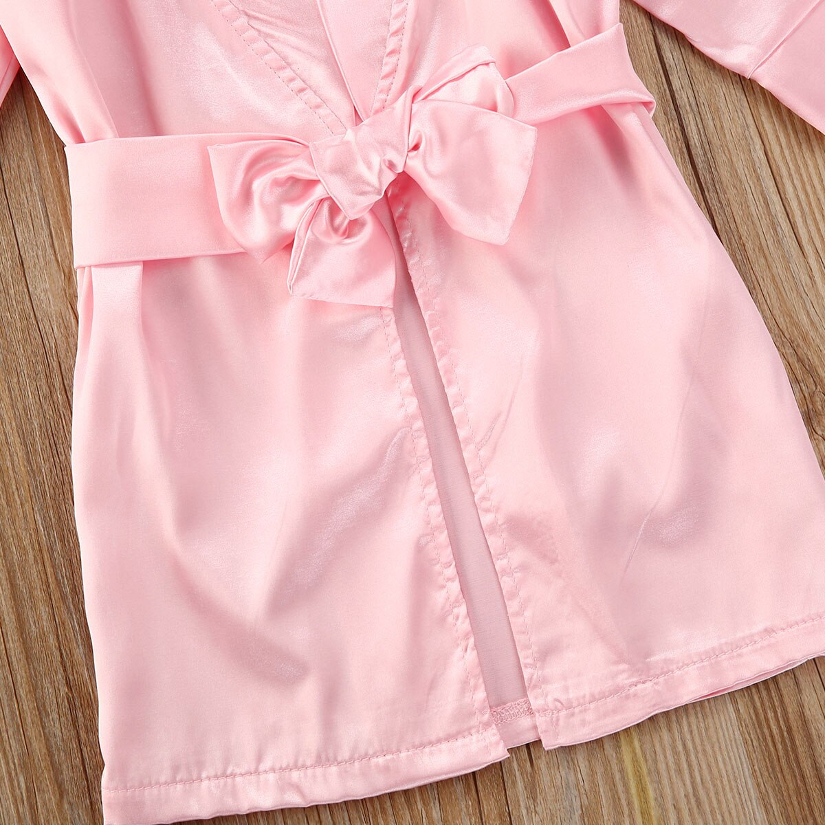 1-7Years Kids Baby Girls Sleepwear Long Sleeve Silk Satin Solid Pajama Summer Autumn Children Nightgown Bathrobe