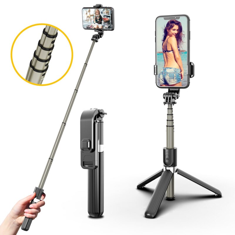 L03 Wireless Bluetooth Selfie Stick For IPhone IOS Android Foldable Handheld Monopod Extendable Mini Aluminum Alloy Tripod