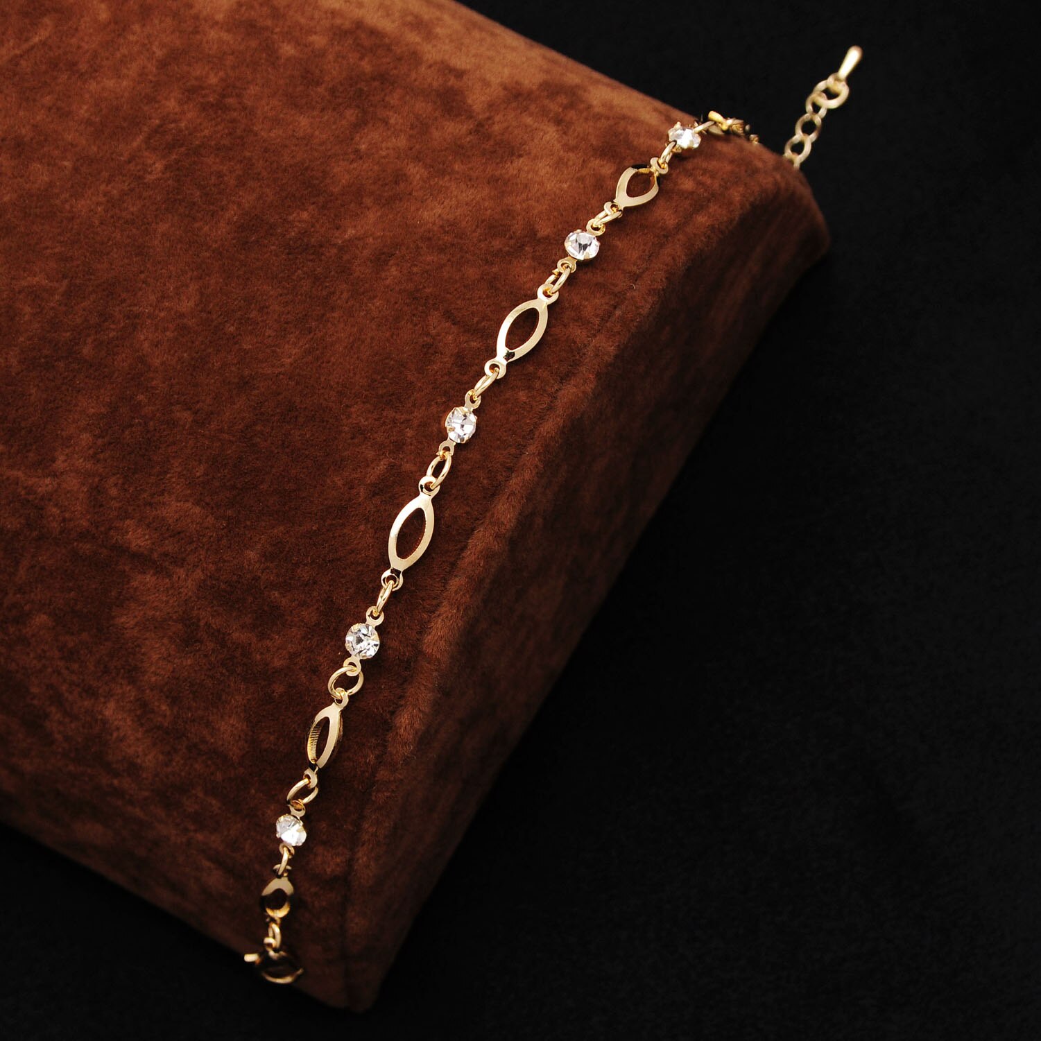 Ketting Armband Goud Kleur Vrouwen Liefde Hart Link Armband Crystal Armbanden Bangles Valentijnsdag: F2373