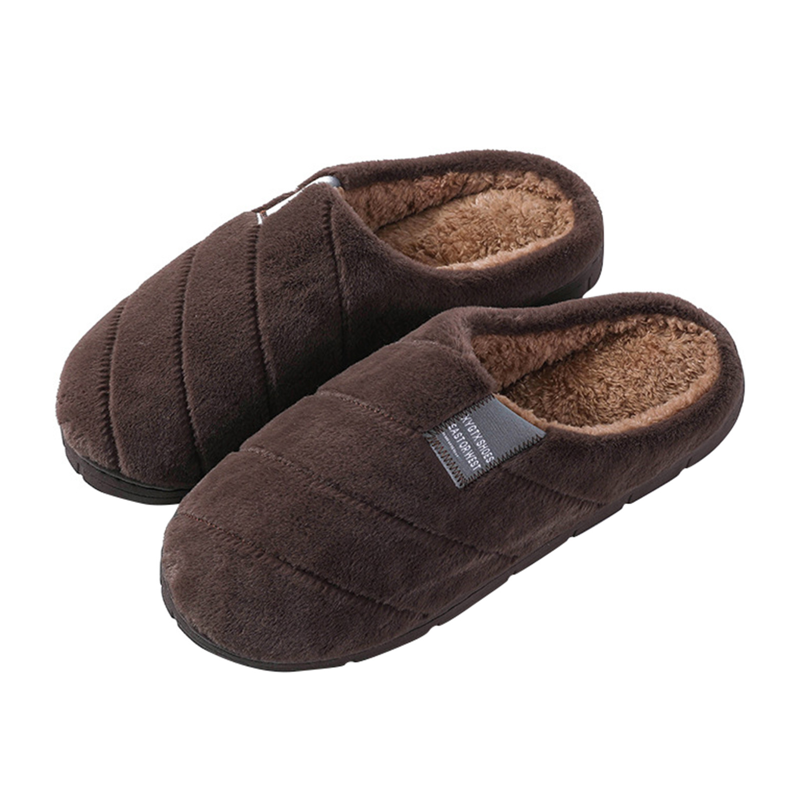 Pantuflas cálidas de invierno para hombre, Zapatillas de casa de felpa suave, antideslizantes para interiores, chanclas para el hogar