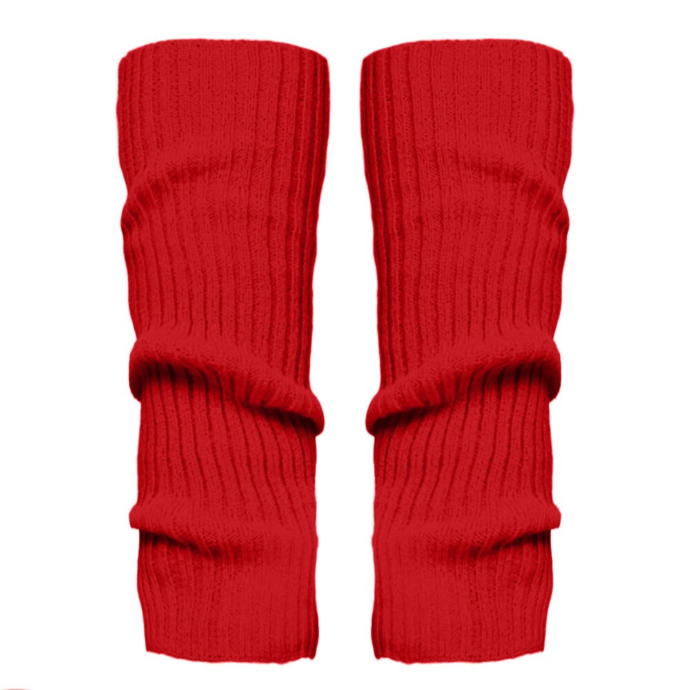 Lolita japonesa-Calentadores de piernas para niña, Bola de lana tejida, cubierta para pies, calentador de piernas, calcetines, Otoño e Invierno: Rojo