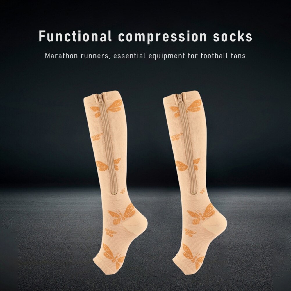1 paar sport-kompressionsstrümpfe mit reißverschluss, fußball- und basketballsocken, stovepipe-socken, beinstrümpfe zur vorbeugung von krampfadern