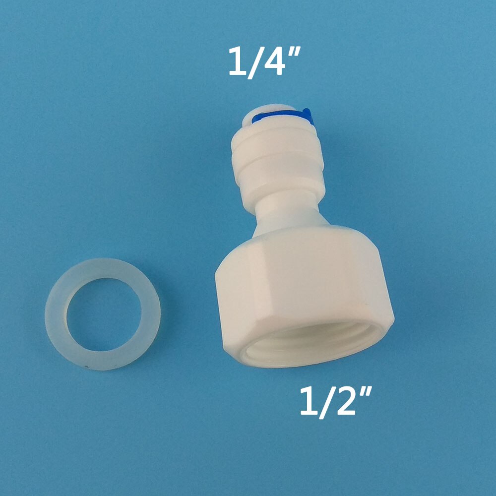 10PCS 1/2" Internal thread to 1/4" Straight connector RO Water Fitting Tune Quick Connect Reverse Osmosis White fast connection