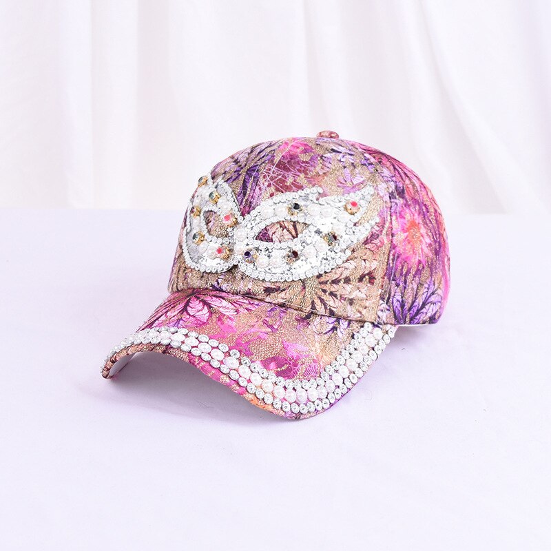 Sombrero de sol para mujer y niña, gorra de béisbol con diamantes de imitación y perlas, colorida, Snapback, Cool Star: 9