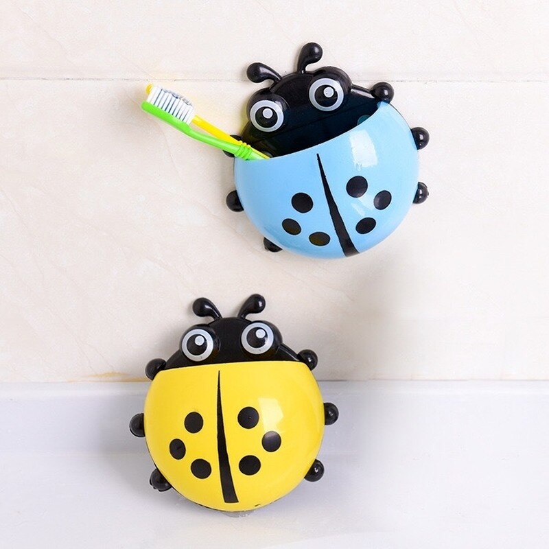 1Pcs Cute Ladybird Beetle Toothbrush Toothpaste Shelves Pencil/Pen Storage Holders &amp; Racks Children Brush Teeth Bathroom Supply