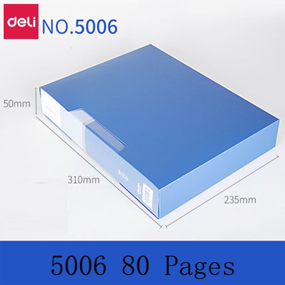 Deli A4 File Bag Data Book Large Capacity File Folder Briefcase Office Stationery Multiple Pages Optional Office School Supplies: 5006 80 Pages