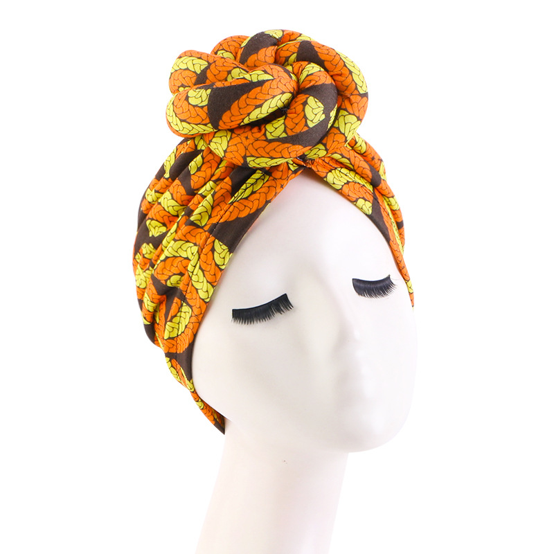 African Print Turban for Women Pre-Made Top Knot Head Wraps Flower Stretch Hijab Ladies Party Wedding Headdress: Pink