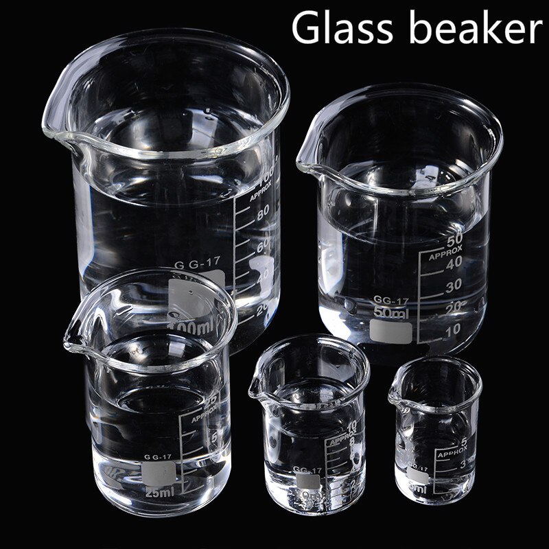 5pcs/set 5/10/25/50/100ml Glass Beaker Laboratory Measuring Cup Glassware For School Study Lab Glass Beaker Set