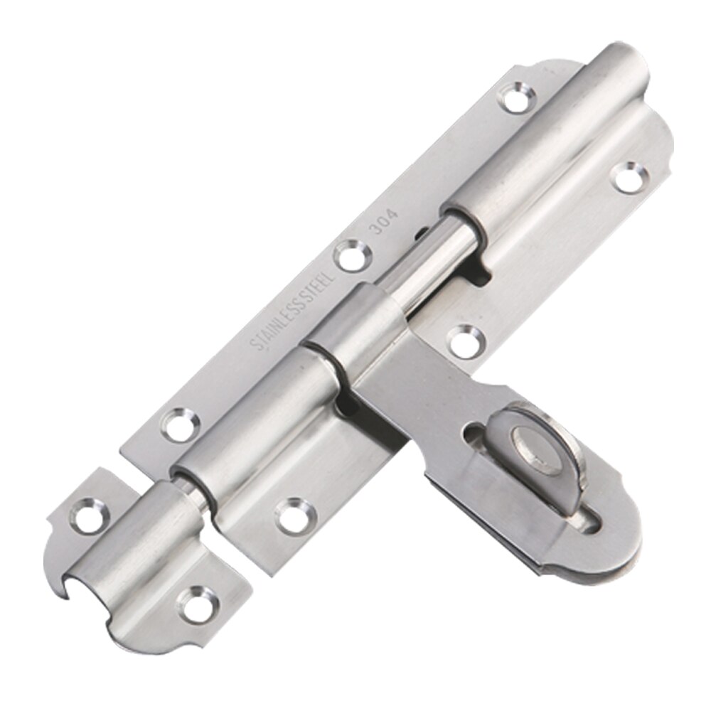 Door Lock, Heavy-Duty Thickened Brushed Stainless Steel Door Latch Slide Barrel Bolt Clasp (7.8"): With Lock
