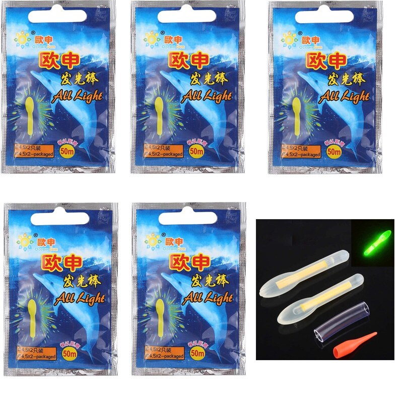 10pcs/5packs Glow Sticks Fishing Buoy Bulb Shape Luminous Float Night Fishing Light Stick 25M/50M Visibility Fishing Accessories