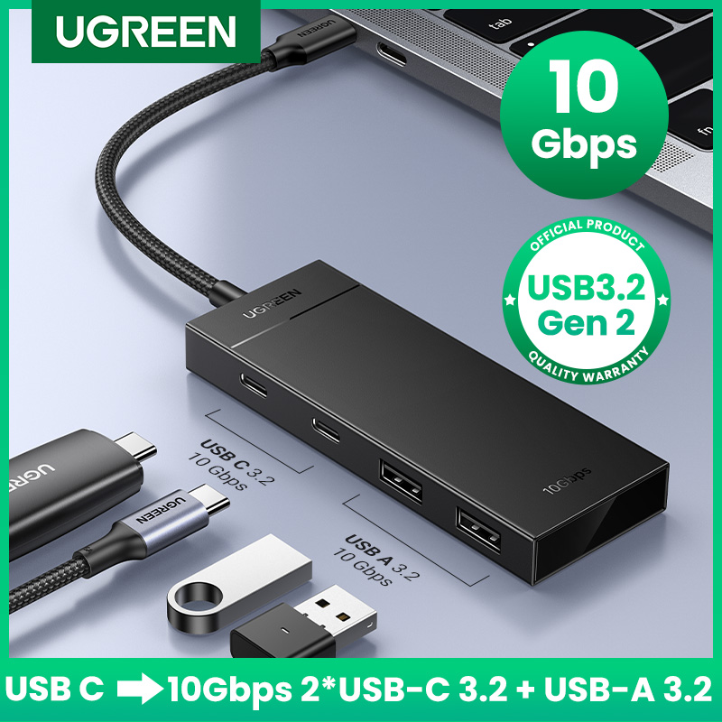 UGREEN-USB Type-C HUB, Type-C, Gen2 Splitter, Um Hub, Adaptador Multiport, 4 Port, 10Gbps, Fit para MacBook Pro, Air