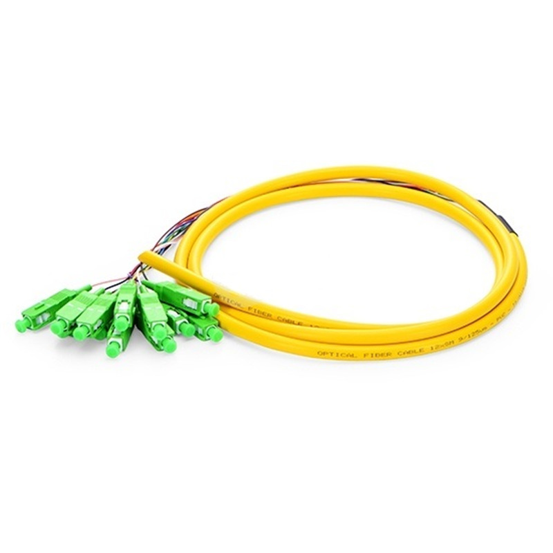 5PCS/LOT 1.5m (4.92feet) SC APC 12 Fibers OS2 Single Mode Bunch PVC (OFNR) 0.9mm Fiber Optic Pigtail