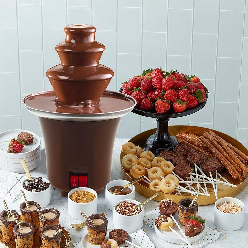 ! mini chokolade fondue, elektrisk rustfrit stål fondue pot chokolade smeltemaskine dyppe dessert frugter smør che