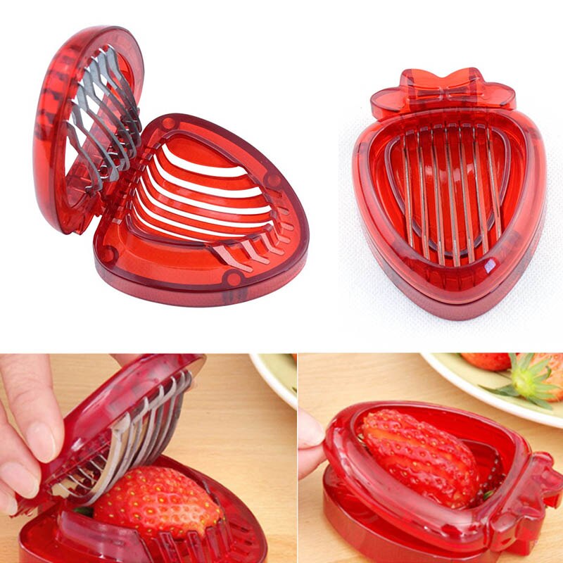 Portable Kitchen Gadgets Strawberry Slicer Fruit Cutter Salad Cutter Stainless Steel strawberry cutter Fruit slicer Carving Tool