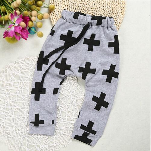 Baby Pants Baby Boys Pants Harem Pants For Girls Cross Star Children Boy Toddler Child Trousers Baby Clothes: Gray