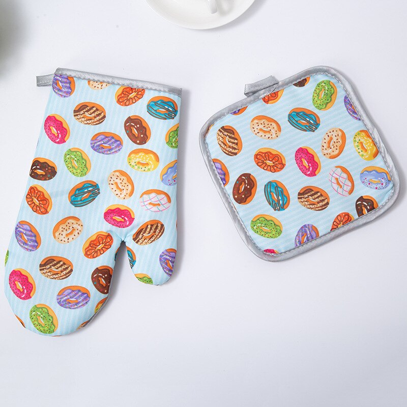 2 stk mikrobølgehanske gryteklut bakeware søt tegneserie sklisikkert kjøkken matlaging polyesterhansk bakervarer bbq varmebestandig ovnvotter: 3