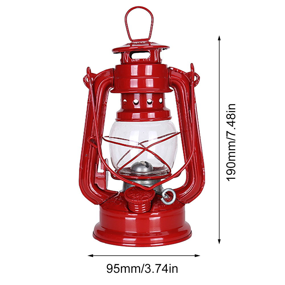 Vintage Kerosene Lantern Hurricane Lantern Metal Kerosene Lantern urricane Table Lamps with Handle for Camping Home Patio Lamp: Red