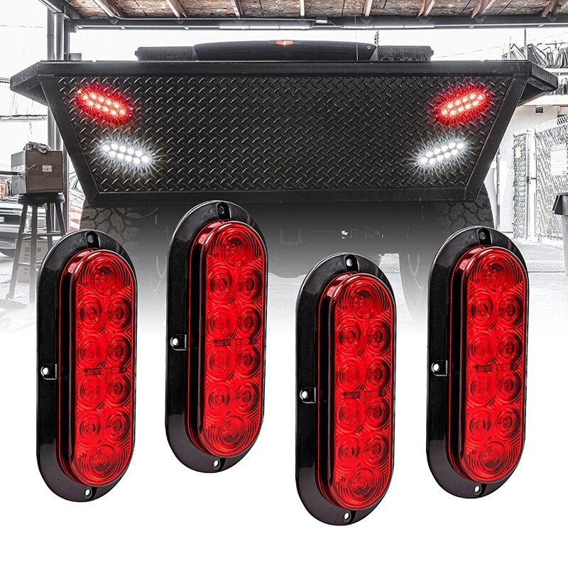 4Pc 6 Inch Amber Oval LED Trailer Tail Light Kit Marine Trailer Lights for Boat Trailer RV Trucks