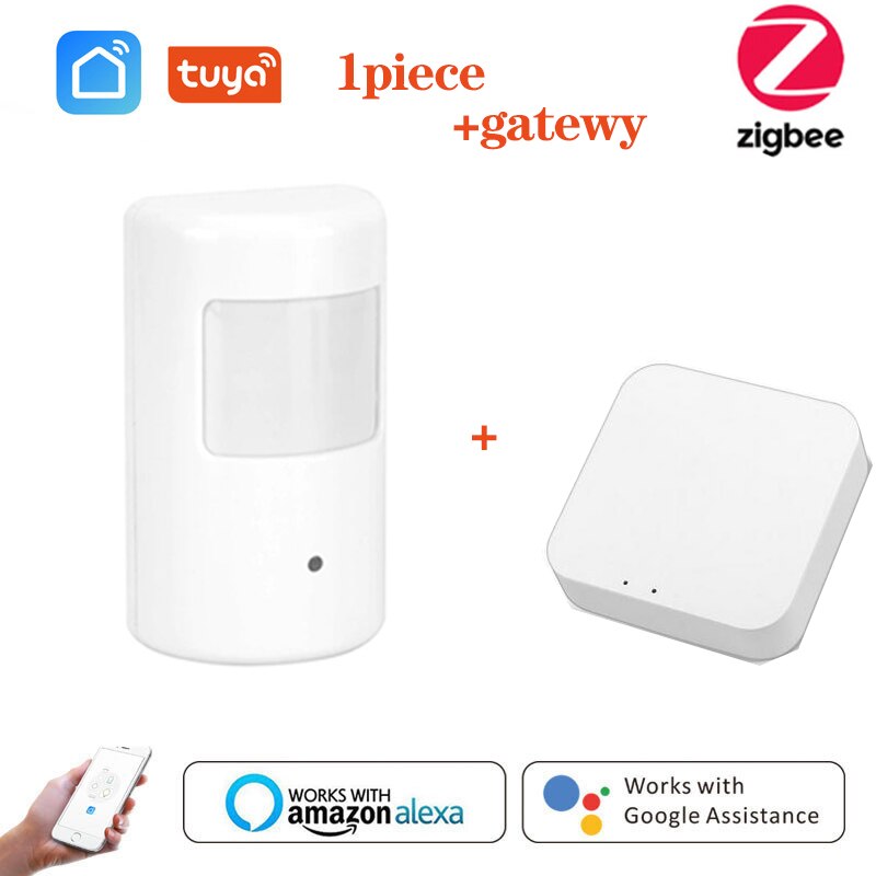 Tuya Zigbee Human Body Sensor Wireless Smart Body Movement PIR Motion Sensor Zigbee 3.0 Use With Gateway Tuya Smart Life App: 1pc add gateway