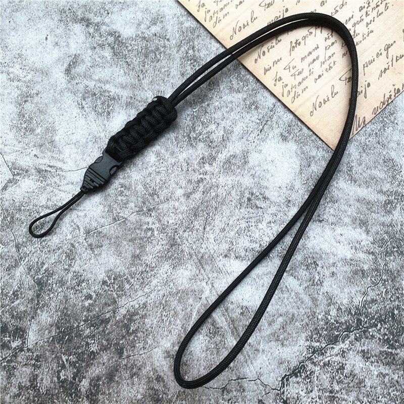 Tissage sangle de téléphone lanière cou corde lanière pour clés carte d'identité sangles de téléphone portable collier extérieur main sangle de téléphone pour iPhone: Black