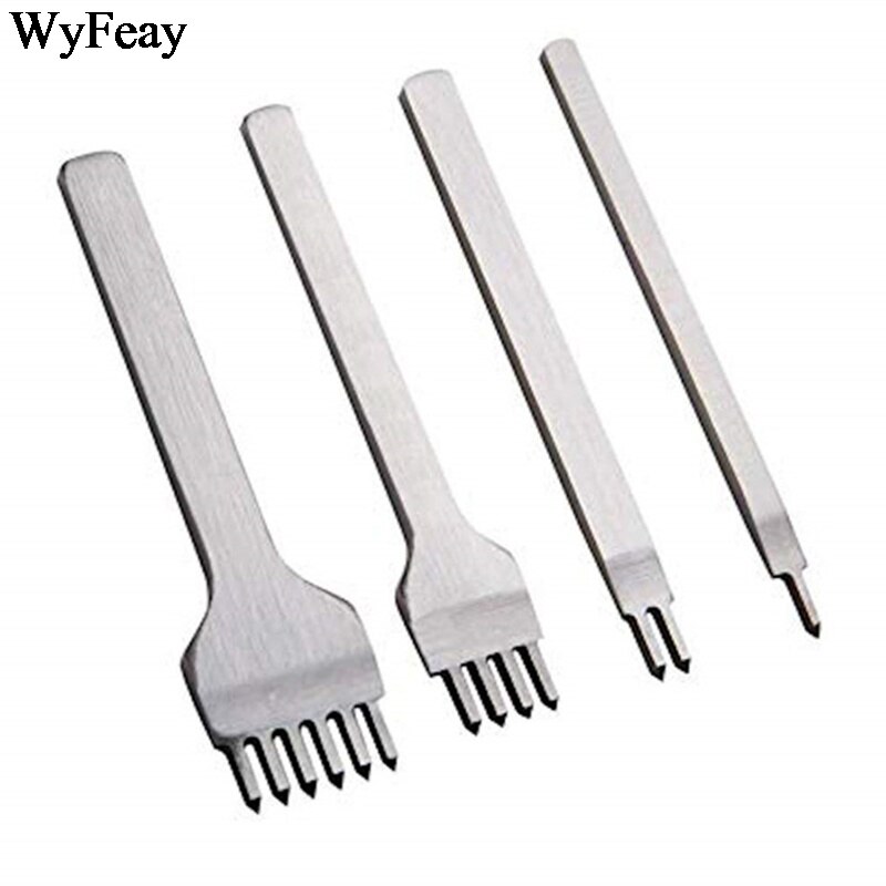 Juego de Herramientas de artesanía de cuero, punzones de agujeros, cinturón de costura cosido a mano, kit de punzón de Punta Hiratsuka de acero blanco, 4 unids/set