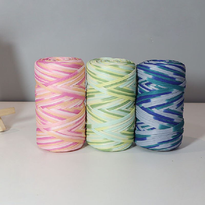 Tshirt Katoen Regenboog Garen Voor Breien Diy Zachte Wol Gehaakte Tas String Sectie Geverfd Gekleurde Weven Draad Puffy Chunky 300G