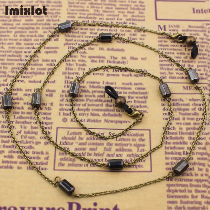 Zonnebrillenkettingen, lanyardriemen, kettingen voor brillen, zwarte metalen kralenkoorden, leesbrillen, brillenaccessoires: Bronzen