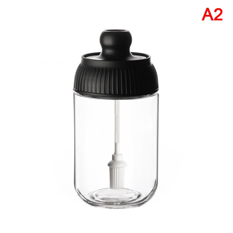 250ml kryddflaskor glas kryddförvaringsbehållare kryddor med sked: Oljeborste flaska